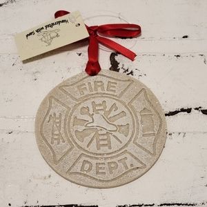Fire Dept Department Handcrafted With Sand 3.5" Christmas Tree Ornament